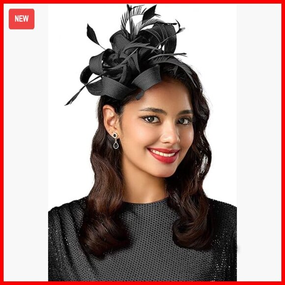 One Size Polyester Feather Fascinator Hat for Weddings & Derby